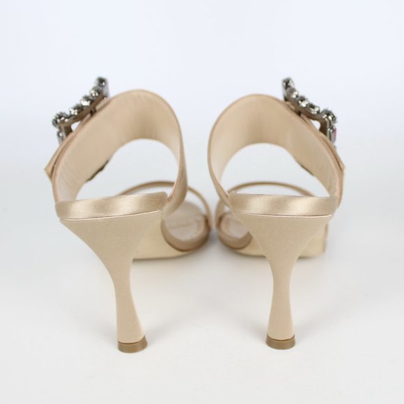 NEW MANOLO BLAHNIK Verda 90 Satin Heels – Jewel Buckle Wedding Sandals - Picture 13 of 16